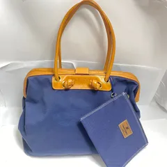 ★N12074★Courreges クレージュ 大容量 ドクターバッグ ボストン 紺 ポーチ付き  Mのサムネイル