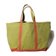 00's USA製 LLビーン L.L.Bean オープントップ カラー トートバッグ (L位) 黄緑×朱色系 ボート アンド トート キャンバス アメリカ製 アメリカ古着 USED ビンテージ ヴィンテージのサムネイル
