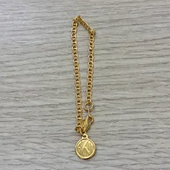 [Y0709]ANNE KLEIN アンクライン ロゴチャーム付き ブレスレット ヴィンテージ ゴールドのサムネイル