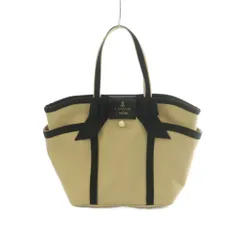 ランバンオンブルー LANVIN en Bleu キャンバストートバッグ バイカラー リボン ベージュ 黒 ブラック /MI ■OSのサムネイル