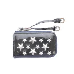 ジミーチュウ JIMMY CHOO スタッズ パテントレザー コインケース 小銭入れ 黒 ブラック 星型スタッズ ジッパー開閉 キーリング付き /RI ■OSのサムネイル