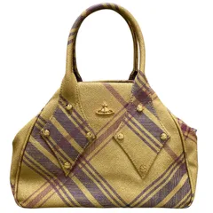 【美品】 Vivienne Westwood ヴィヴィアンウエストウッド タータンチェック柄  イエロー ハンドバッグ キングラム[01]のサムネイル
