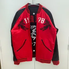 【豊】希少 DIESEL リバーシブル スカジャン ナイロン S 赤 黒 レッド ブラック 狼 ウルフ イーグル ダブルフェイス 汚れあり G-DRAGON 着用 ディーゼル【1249SY】G4のサムネイル