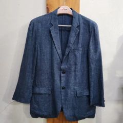 極美品 テーラードジャケット 麻100％ 紺ブレ アンコン 48 イタリア製