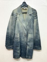 Roberto Cavalli 44(M) 本革 デニム風レザージャケット ロベルト