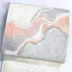 E◆着物くつろぎ 夏物 流水模様 銀糸 波 六通 正絹 薄物 絽 紗 袋帯 A◇着物くつろぎ 夏物 霞模様 パステル 化繊 六通 薄物 絽 紗 京袋帯