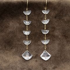 135. ハーキマーダイヤモンド クリスタル シャンデリア ピアス 14kgf