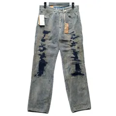 RRL ダブルアールエル Straight Fit Distressed Corduroy Trouser リペア加工 コーデュロイ パンツ インディゴ系 W30L30 正規品 / 40632のサムネイル