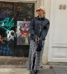 BALENCIAGA バレンシアガ フリンジ ブランケット マフラー レイヤード デニムジャケットのサムネイル