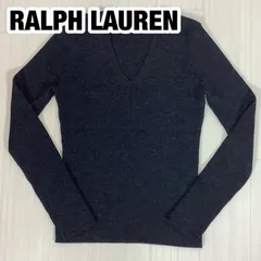 【美品】【使用感少】 RALPH LAUREN ラルフローレン ウール Vネックニット セーター sizeL ダークグレー レディース インパクト21 着丈53cm 肩幅32cm 身幅(脇下)35cm 袖丈57.5cm XS〜S相当【古着】のサムネイル