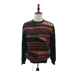 ジュンココシノ JUNKO KOSHINO ニット セーター マルチカラー 緑 グリーン 総柄 クルーネック 長袖 /HO53 ■GY74のサムネイル