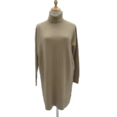 アズールバイマウジー AZUL by moussy ニットワンピース ミニ丈 M ベージュ タートルネック 長袖 無地 /MA6 ■ECA006のサムネイル