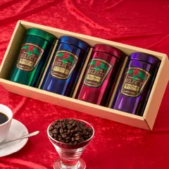 お中元 夏ギフト コーヒー ギフト 高級 コーヒー豆 詰め合わせ ギフトセット 贈り物 レギュラーコーヒー 粉 豆 おしゃれ専門店のプレミアム 180g 4缶 お供え 飲み物 お中元ギフトのサムネイル