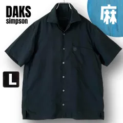 【麻シャツ】DAKS simpson★ホリゾンタルカラー リネンシャツ★半袖★ボックスシルエット★ブラック★ダックス★メンズL   #2607J013のサムネイル