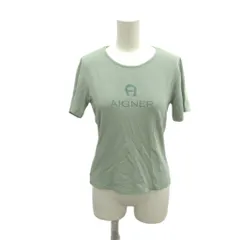アイグナー AIGNER Tシャツ カットソー トップス L 緑 グリーン ロゴプリント 半袖 ラウンドネック ラメ /YU ■ECB006のサムネイル
