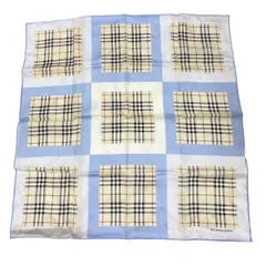 未使用 バーバリー ロンドン スカーフ　大判　ハンカチ ブルー　ベージュ　チェック　57cm 　バンダナ  レディース　BURBERRY　のサムネイル