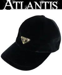PRADA 新宿店 プラダ トライアングルプレート ベロア ベースボールキャップ 帽子 size:M 黒 31523のサムネイル