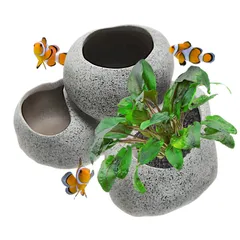 heizi 水槽 水草 鉢 ソイル 砂 付き 水槽ポット アクアリウム 石 オブジェ メダカ 熱帯魚 (３ホール 大) [３ホール 大]のサムネイル
