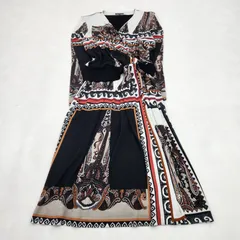 ETRO	ロングワンピース	エトロ カシュクール ペイズリー ドレス ストレッチ性 長袖 44 2XLのサムネイル