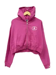 アベイシングエイプ A BATHING APE PIGMENT DYE ZIP HOODIE ピグメント ダイ ロゴ刺繍 ショート丈 ジップ フーディー パーカー 001ZPK302001L M ピンク ブランド古着ベクトル 中古●■260704のサムネイル