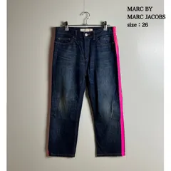 MARC BY MARC JACOBS archive SIDETAPE BF denim pants w26 マークバイ マークジェイコブス サイドテープ デニムパンツ アーカイブ レア 蛍光ピンクのサムネイル