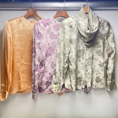3点セット ミラショーン mila schon シルク 100% 絹 長袖 ブラウス シャツ トップス 総柄 花柄 無地 オレンジ ピンク ベージュ イタリア製 38 40 M L まとめ売り セット レディース 高級 ハイブランド C848のサムネイル