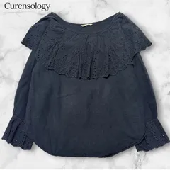 Curensology コットンリネン フリルカットワークブラウス ブラック 麻 リネン 綿 コットン  フリーサイズ CL506003ER 黒 オフショルダー トップス インド製 B1189のサムネイル