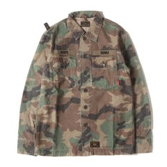 WTAPS ダブルタップス ミリタリーシャツ カモフラ ユーズド加工 S 迷彩
