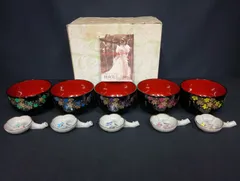 V059 桂由美 DX彩りだんらんセット 花の舞 お椀 しょうゆさし 5客 状態A 和食器 Yumi Katsura Tablewareのサムネイル