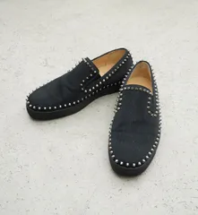 正規 美品 Christian Louboutin クリスチャンルブタン スリッポン スタッズ ラメ シューズ ローファー スニーカー 黒 サイズ42 4262Q♪のサムネイル