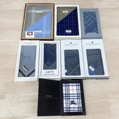 現状品 未使用 まとめて10枚セット バーバリー/ダンヒル/ピエールバルマン/レノマ 他 ハンカチ/ミニタオル チェック/総柄[OI03685]のサムネイル