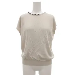 ジュンコシマダパート２ JUNKO SHIMADA part2 ニット カットソー L ベージュ 半袖 フレンチスリーブ スカラップネック /NL ■ECF003のサムネイル