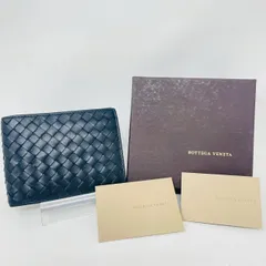 【❗️✨人気イントレチャート✨❗️】BOTTEGA VENETA 二つ折り財布 ブラック レザー 箱付き イタリア製のサムネイル