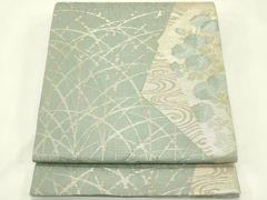 美品 和田光正 金通し地の袋帯 幾何学松文様 シャンパンゴールド 作家