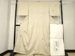 平和屋着物●京都祇園の老舗　ぎをん齋藤　訪問着　紬地　総刺繍　クローバー　たとう紙付き　正絹　逸品　AABK4478ckのサムネイル