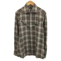 グッチ GUCCI チェックシャツ シャツ ウール 茶色 ブラウン フリル 長袖 /KK ■GY62のサムネイル