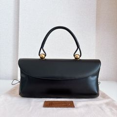 美品 傳濱野 ロイヤルモデル ハンドバッグ 黒 ゴールド金具 レザー