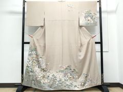 平和屋着物＊夏物 男性 色無地 絽 老竹色 洗える着物 DABH0277op