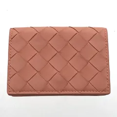 【値下げ】BOTTEGAVENETA ボッテガヴェネタ イントレチャート カードケース 名刺入れ 593115 レディース レザー ピンク 中古のサムネイル