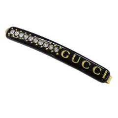 グッチ GUCCI ヘアアクセサリー レディース ブランド ヘアピン 髪留め レジン クリスタル ブラック ゴールド 【中古】のサムネイル