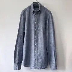 Gitman Bros. 90s USA製 リネン ストライプ ボタンダウンシャツ ネイビー×ベージュ サイズM / ギットマンブラザーズのサムネイル