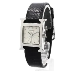 エルメス HH1.210 Hウォッチ PM 25mm クオーツ ステンレススチール 型押しレザー ブラック 腕時計 シルバー金具 HERMES（中古）のサムネイル