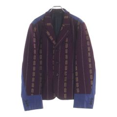 COMME des GARCONS HOMME PLUS (コムデギャルソンオムプリュス) レザー切り替え ウール 3Bシングルテーラードジャケット ワインレッド PJ-04034Mのサムネイル