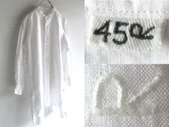 美品 45R 45rpm R刺繍 後染めリネンの908グーグーシャツ プルオーバー チュニックシャツ ワンピース 1 白 ホワイトのサムネイル