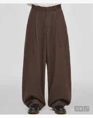 XL シグネチャー ワイド ワンタック カーブド スラックス ブラウンのサムネイル