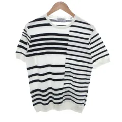 トゥモローランド トリコ TOMORROWLAND tricot 美品 半袖Tシャツ S 白 黒 ブラック 切り替えボーダー柄 ラウンドネック 半袖 /IL ■ECG004のサムネイル