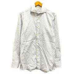 マッキントッシュフィロソフィー MACKINTOSH PHILOSOPHY シャツ コットン チェック ワイドカラー 長袖 38 白 ホワイト 青 ブルーのサムネイル
