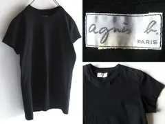 希少 00sビンテージ agnes b. アニエスベー 半袖 コットン クルーネック 無地 Tシャツ カットソー 黒 ブラック 日本製 アーカイブのサムネイル