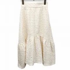【中古】[印象AB] PICCIN ピッチン ロングスカート フレアスカート レディース M ベージュ ポリエステル100% 中国製 古着 幾何学模様 ウエストゴム 裏地付き サイドファスナー 切り返し生地のサムネイル