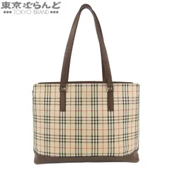 バーバリー BURBERRY トートバッグ ベージュ キャンバス レザー ノバチェック レディース 101863117のサムネイル